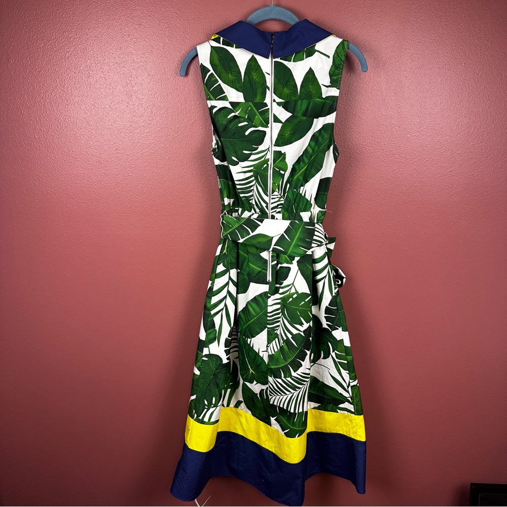 Alice + Olivia Margot Leaf Print Cotton Poplin Midi Dress size 2 - Picture 7 of 7